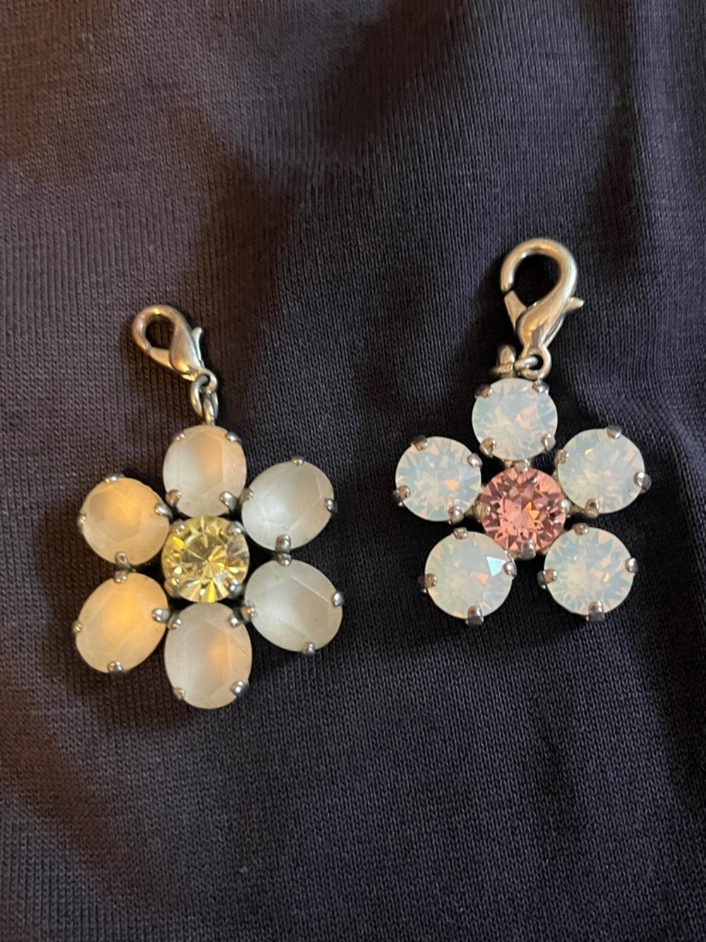 Opal White & Pink Flower Drop Charms - Women Jewelry